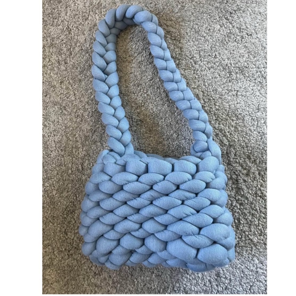 Baby blue knit bag